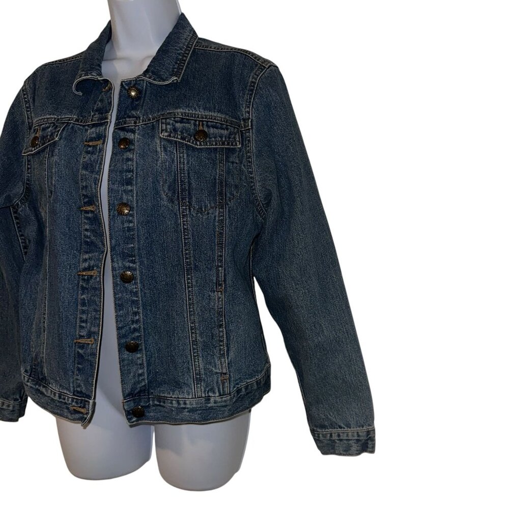 Disney Mickey Mouse Denim Jean Jacket Womens M Blue Embroidered Button Front - Picture 5 of 10